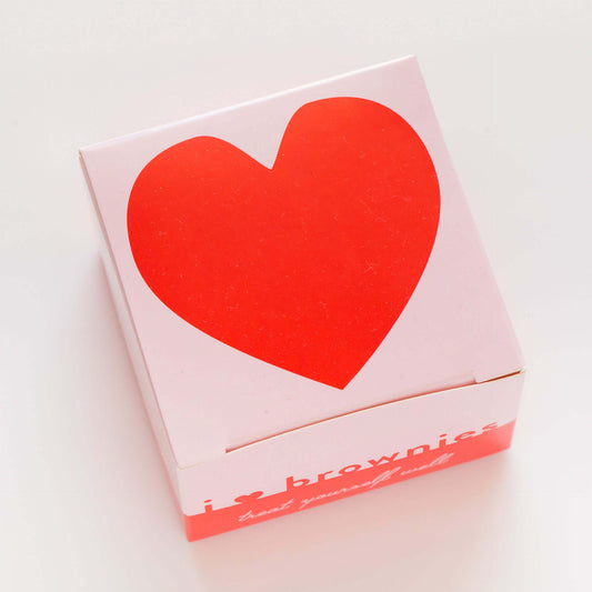 Award-winning, individually boxed gluten-free original chocolate heart-shaped brownies, suitable for same-day delivery in Brisbane and Australia wide delivery.