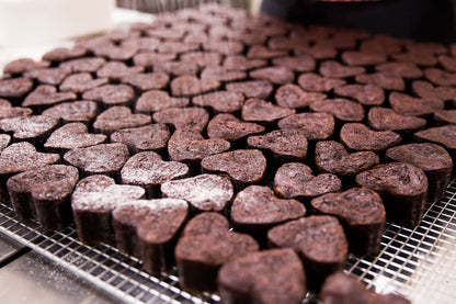Bulk order of gluten-free heart-shaped brownies, ideal for corporate or private events, gifting, Australia-wide